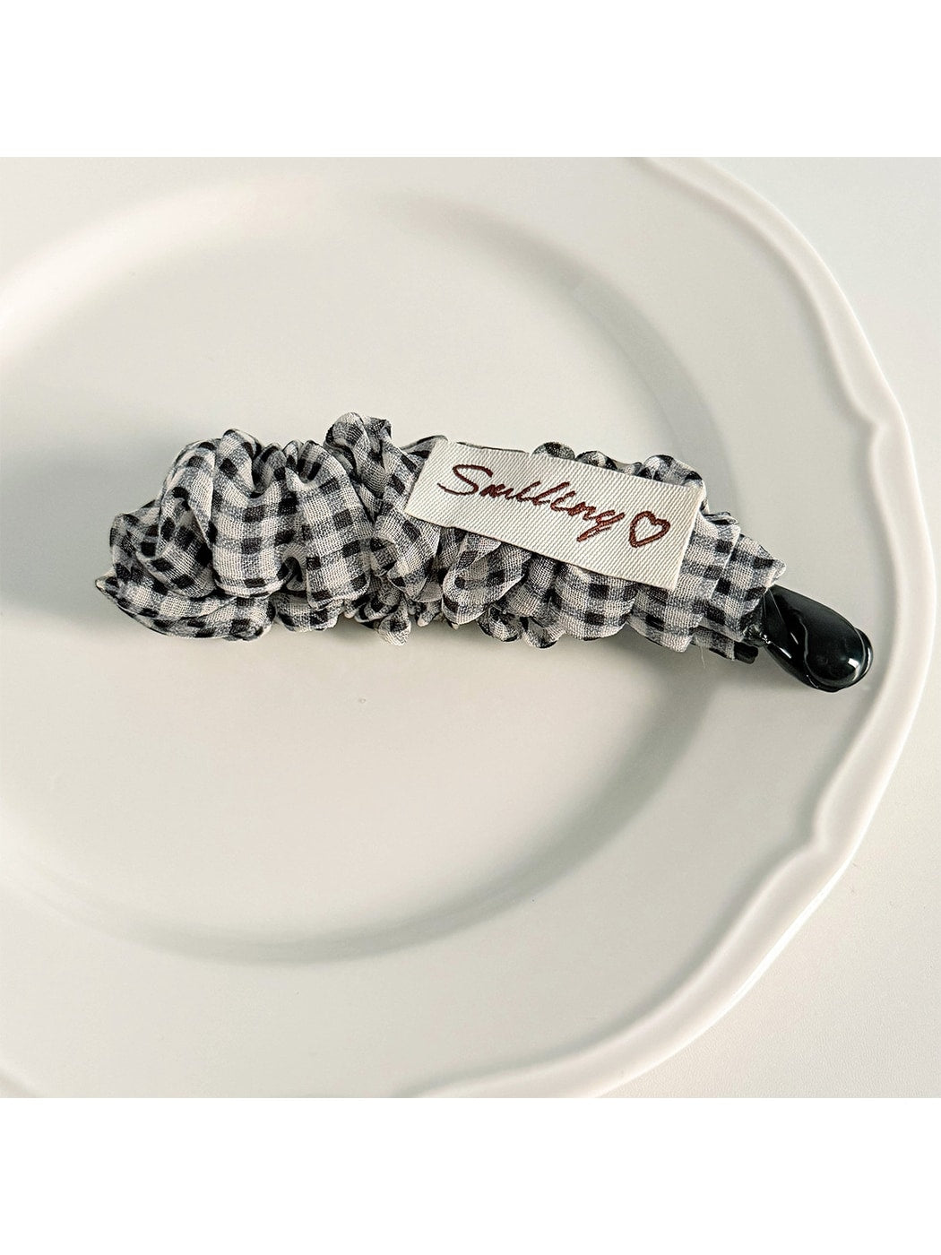 Beau - Plaid Gathered Fabric Decorative Banana Clip