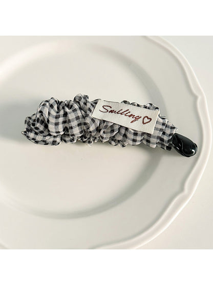 Beau - Plaid Gathered Fabric Decorative Banana Clip