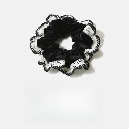 Gifty - Retro Velvet Lace Trim Scrunchie