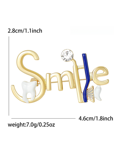 Brovia - Enamel Tooth Letter Alloy Accent Brooch Pin