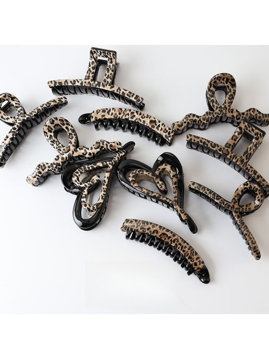 Beau - Leopard Print PC Cross Design Claw Clip