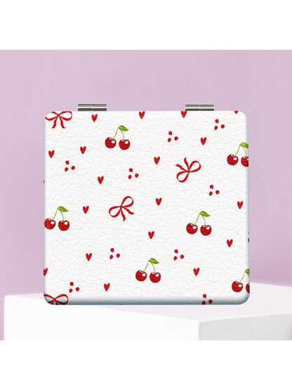 Mirroray - Minimalist Square Cherry Pattern Compact Mirror