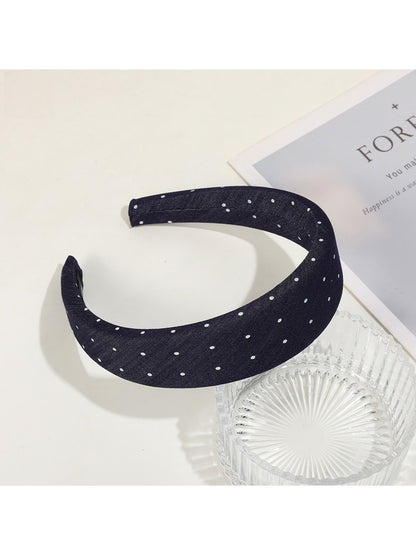 Gifty - Polka Dot Pleated Fabric Wide Edge Headband