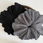 Gifty vintage plaid fabric scrunchie styled in a ponytail on a model
