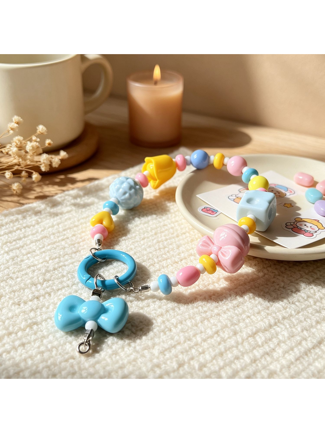 Keypus - Colorful Acrylic Beaded Bag Charm Keychain