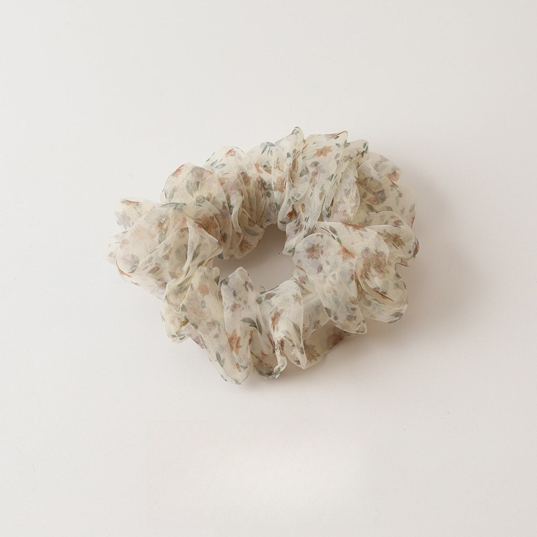 Gifty - Elegant Printed Mesh Ruffle Scrunchie