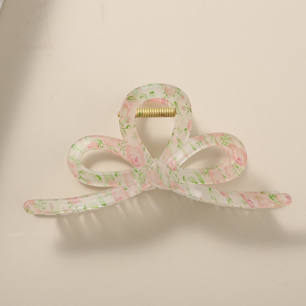 Beau - Floral Pattern PS and Alloy Hair Claw Clip