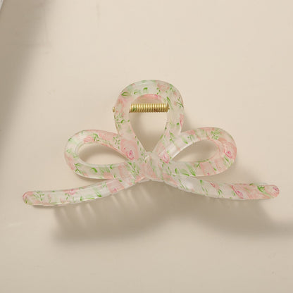 Beau - Floral Pattern PS and Alloy Hair Claw Clip