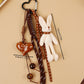 Keypus - Heart Pattern PU Strap Alloy Bag Charm Keychain