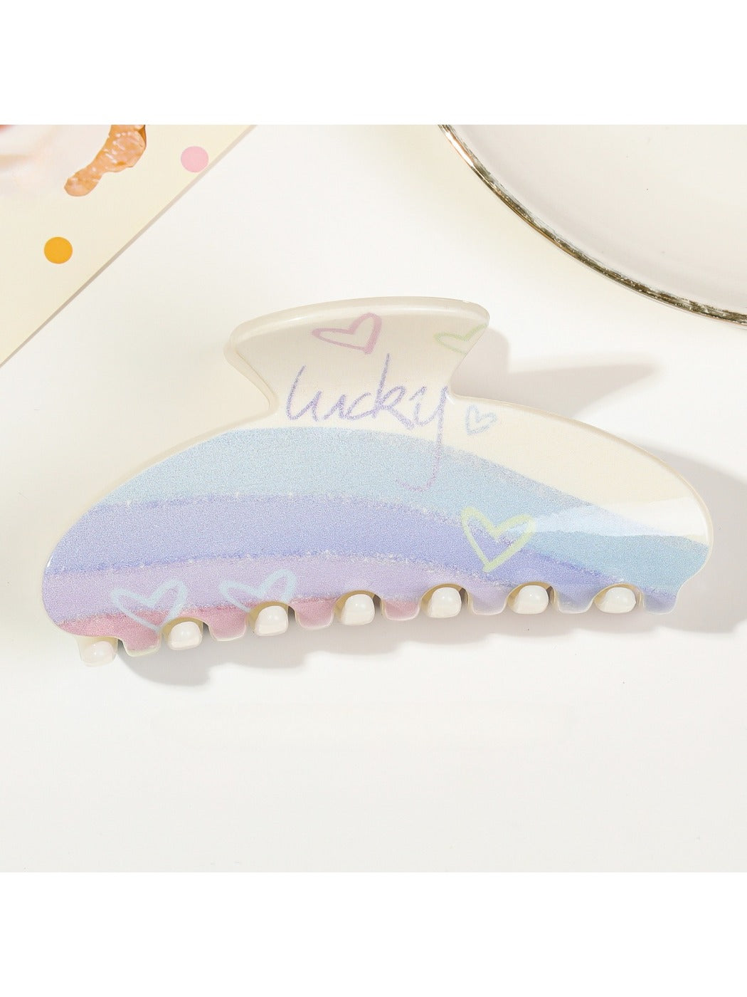 Beau - Rainbow Square Toothed Claw Clip
