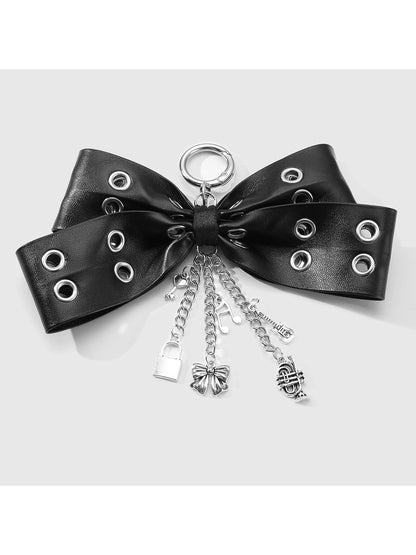 Keypus - Grommet Bow Faux Leather Bag Charm Keychain