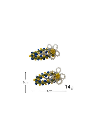 Beau - Floral Beaded Drop Shape Hair Clip