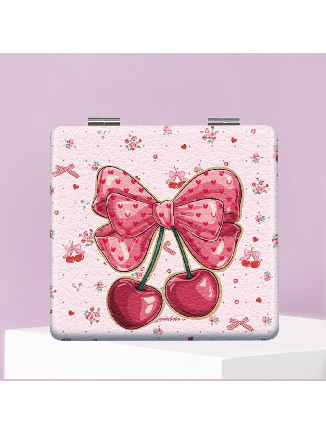 Mirroray - Minimalist Square Cherry Pattern Compact Mirror