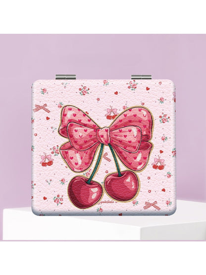 Mirroray - Minimalist Square Cherry Pattern Compact Mirror