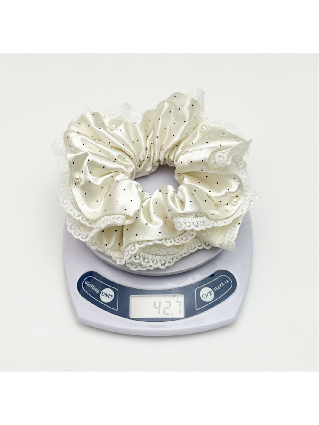 Gifty - Double Layer Dotted Lace Trim Scrunchie