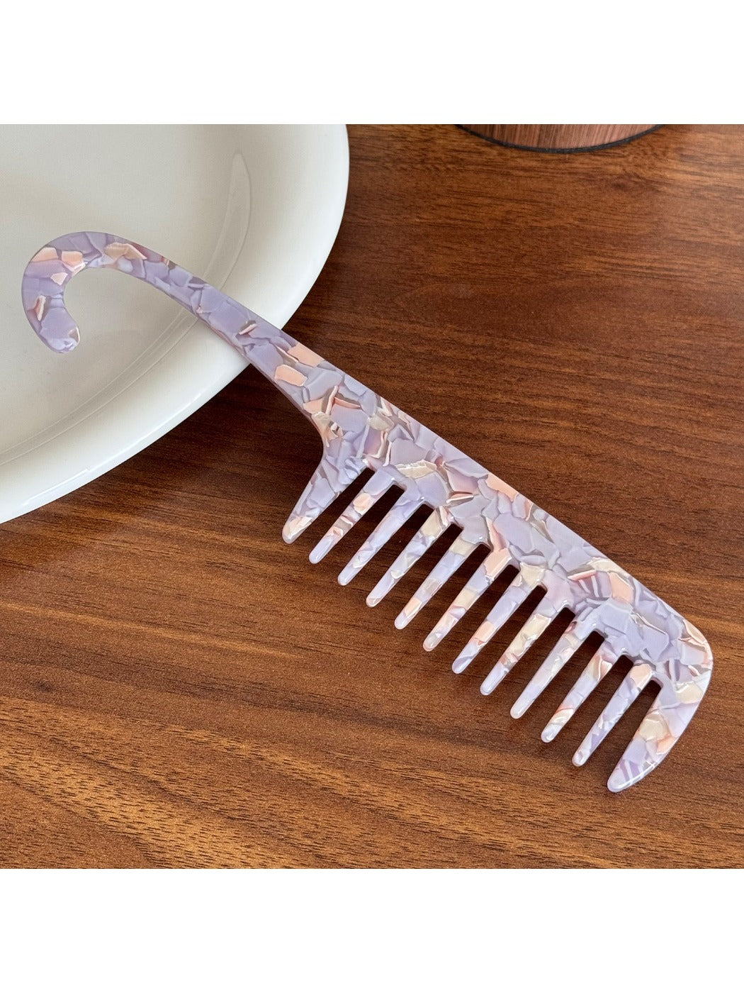 Minimalist Acetate Hair Comb with Hook Portable Long Comb for Travel