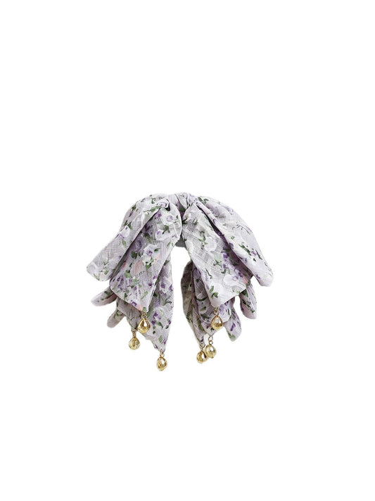 Beau - Floral Butterfly Bow Polyester Claw Clip