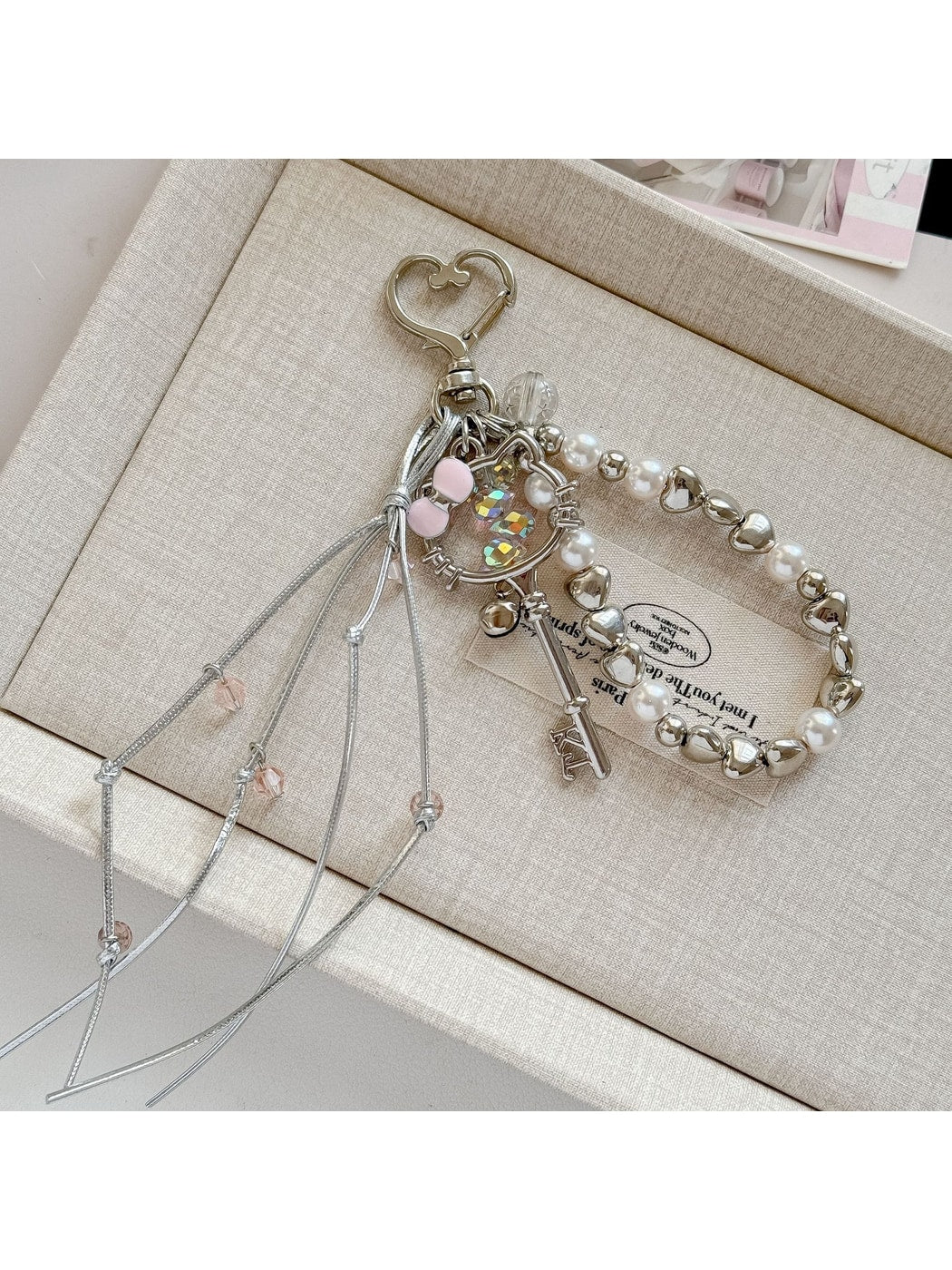 Keypus - Alloy Beaded Sweet Style Bag Charm Keychain