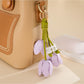 Keypus - Faux Leather Tulip Flower Bag Charm Keychain