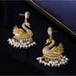Earedge - Vintage Swan Beaded Dangle Stud Earrings