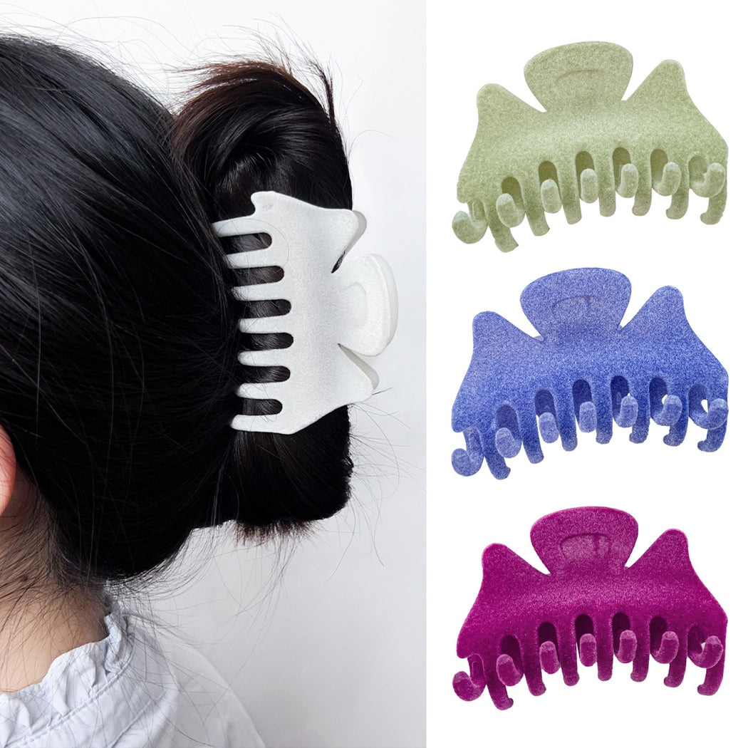 Beau - Solid Plush Textured Fashion Claw Clip