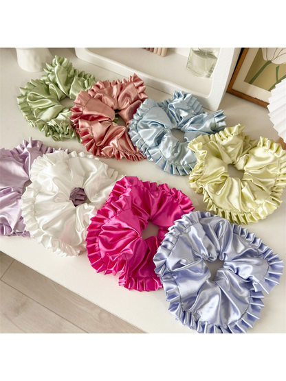 Gifty - Oversized Ruffled Satin Look Scrunchie