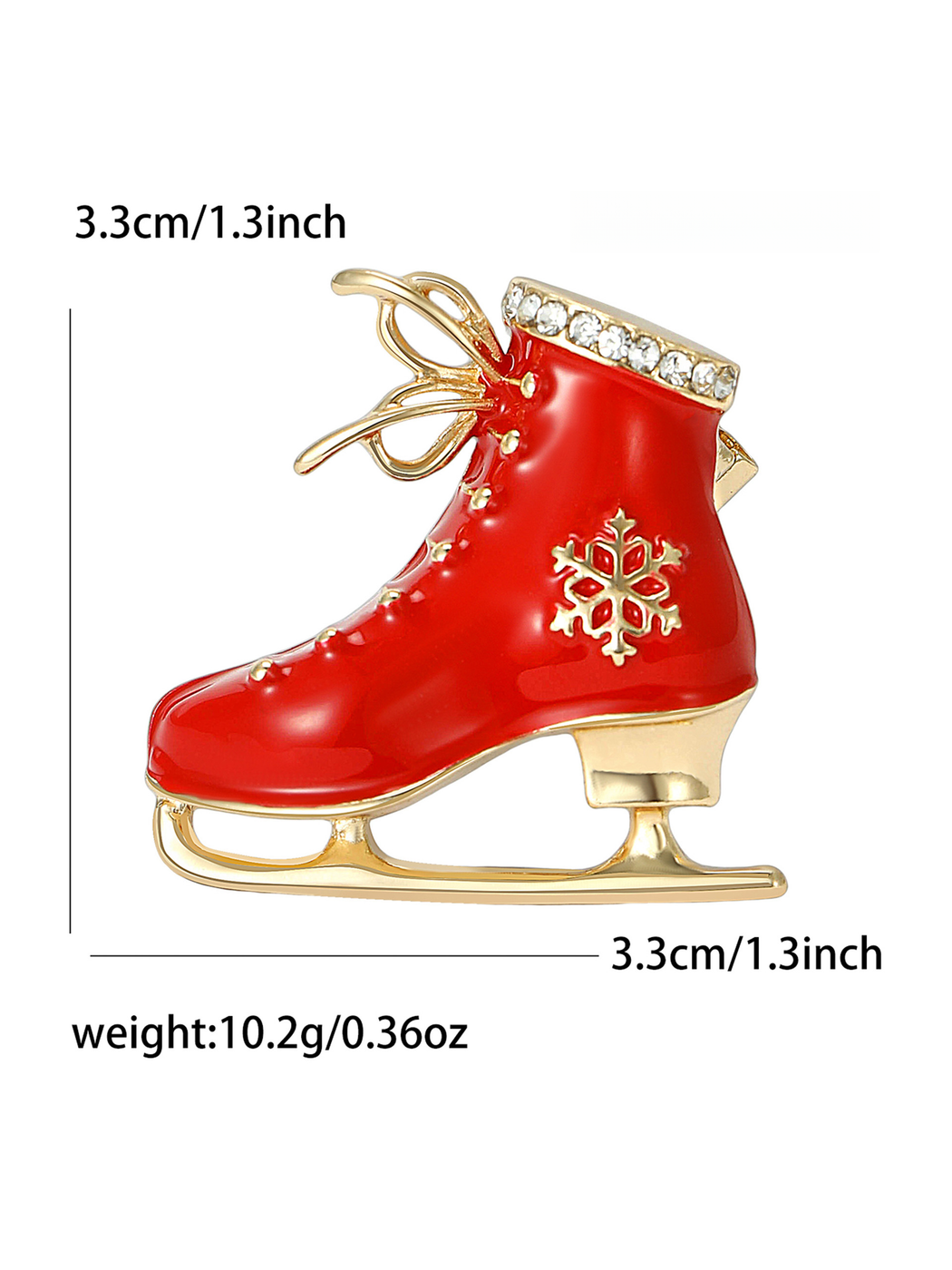 Brovia - Enamel Ice Skate Snowflake Detail Brooch