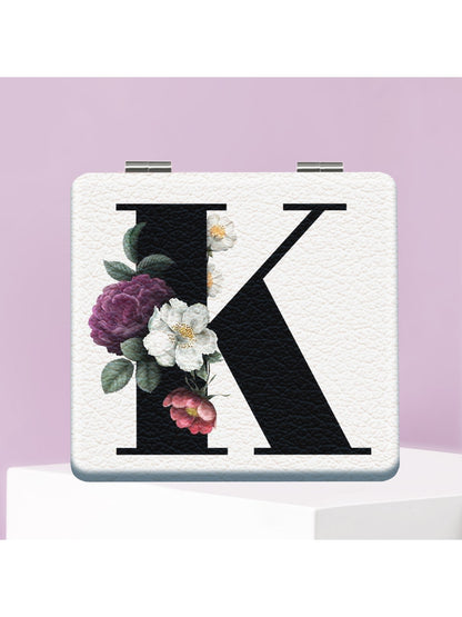 Mirroray - Floral Letter Print Folding Compact Mirror