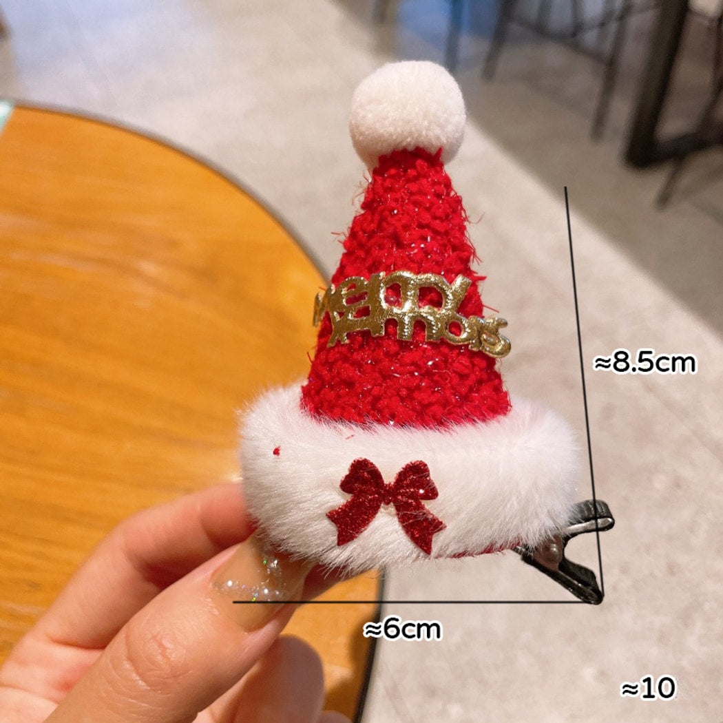 Beau - Cute Christmas Hat Style Plush Hair Clip
