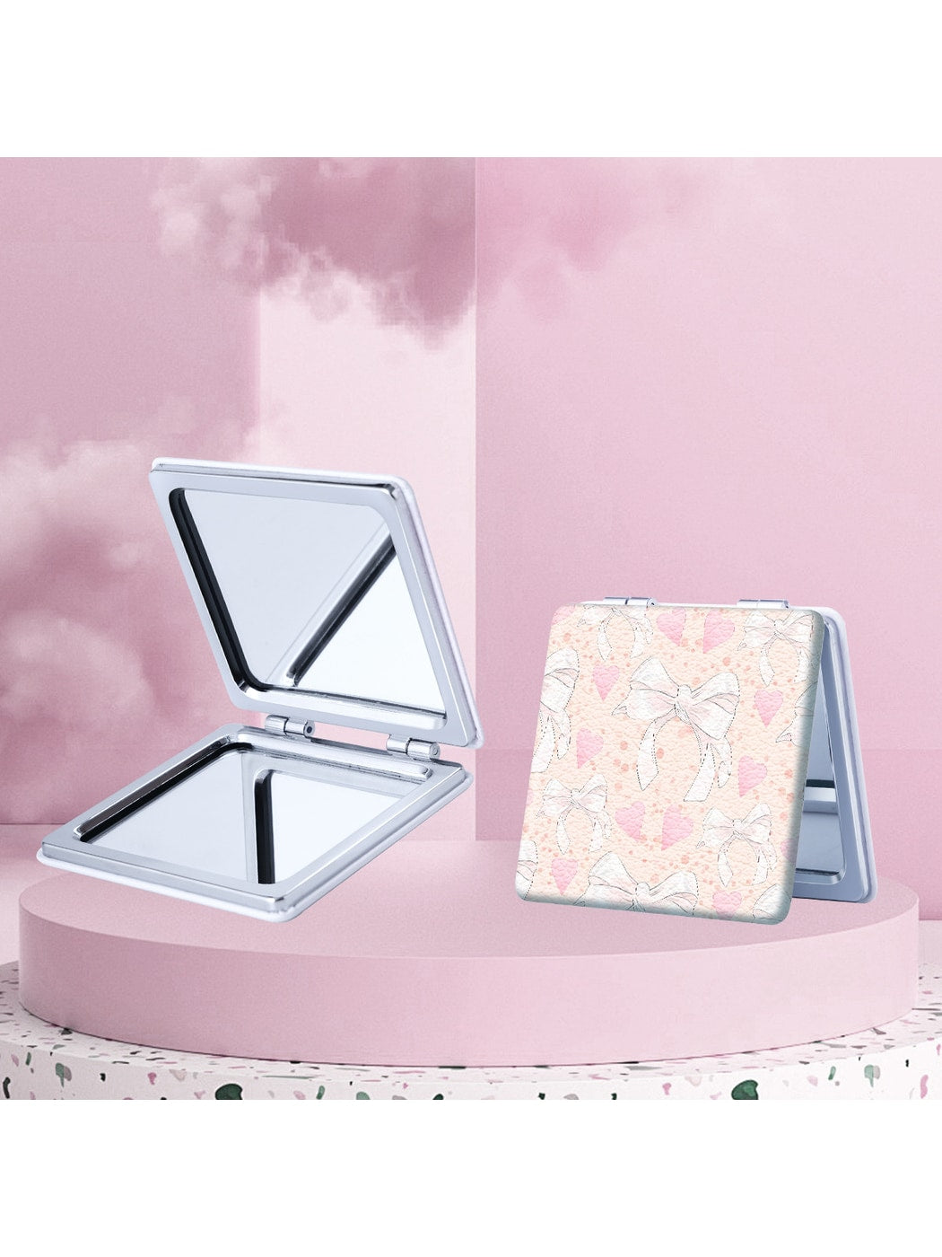 Mirroray - Cartoon Style Bow Printed Folding Mirror