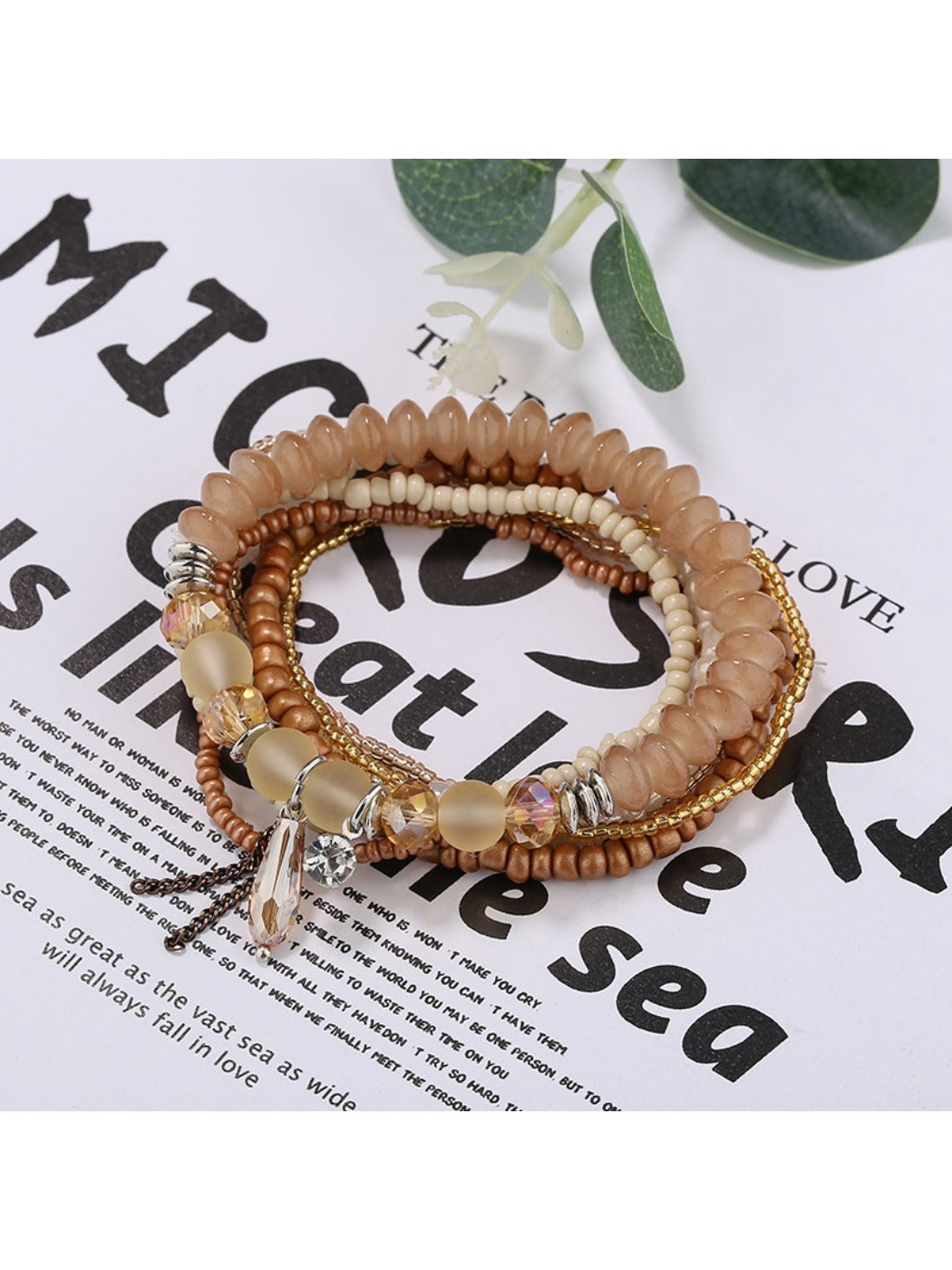 Detailed shot of Lovra bracelet clasp and bead texture in natural light