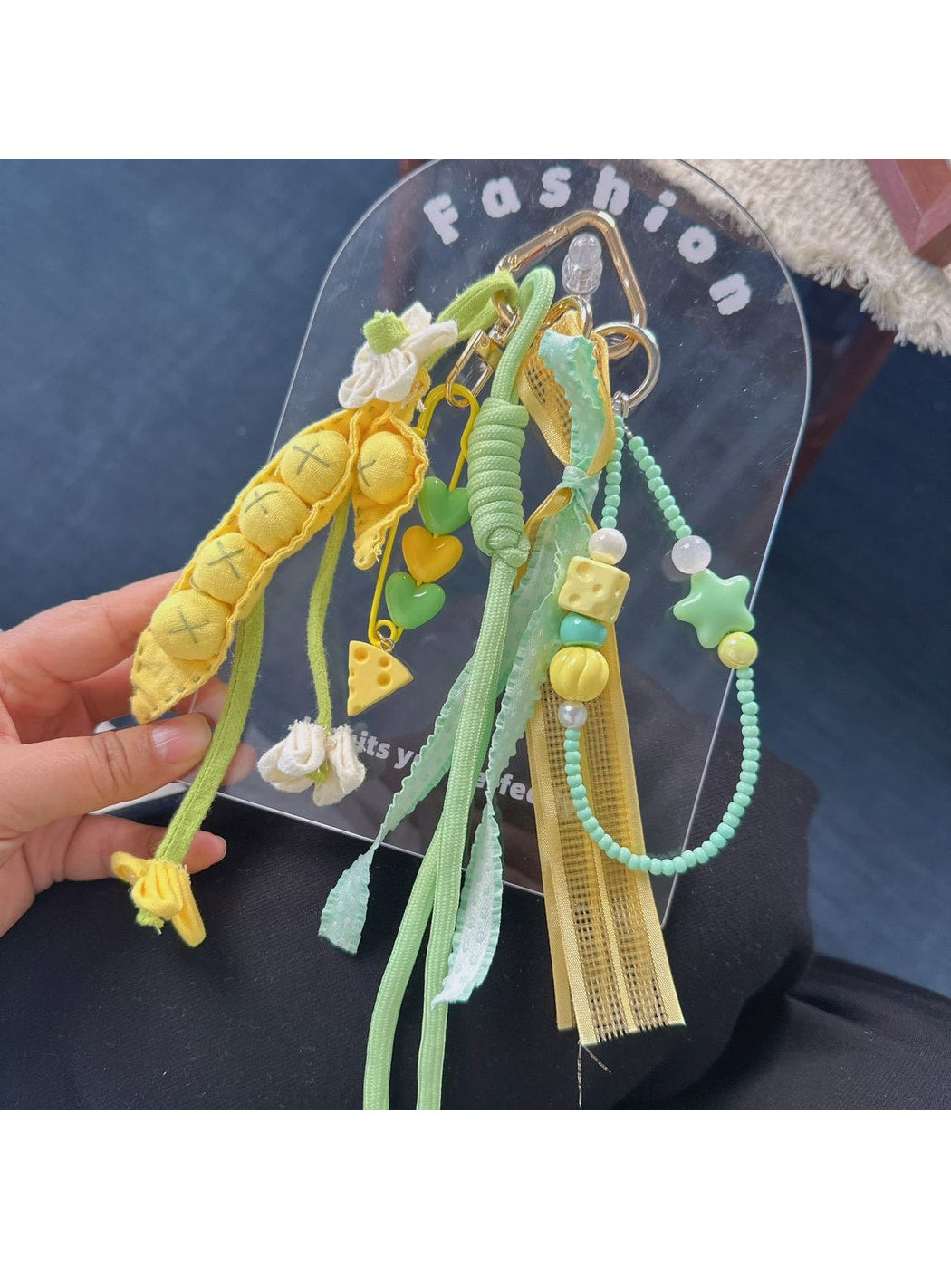 Keypus - Spring Floral Pea Pod Beaded Bag Charm Keychain