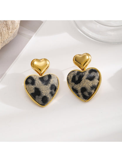 Earedge - Valentines Day Leopard Heart Earrings