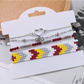 Lovra boho stackable beaded bracelets in natural shades displayed on a rustic background