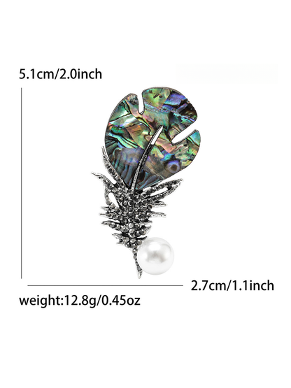 Brovia - Fashion Feather Accent Alloy Brooch Pin