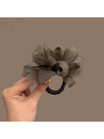 Gifty - Vintage Mesh Flower Bow Polyester Hair Tie