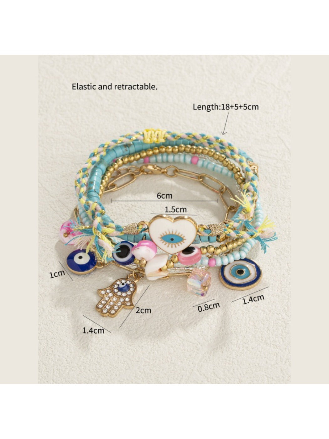 Lovra bracelet worn on wrist showcasing its vintage style and colorful beads