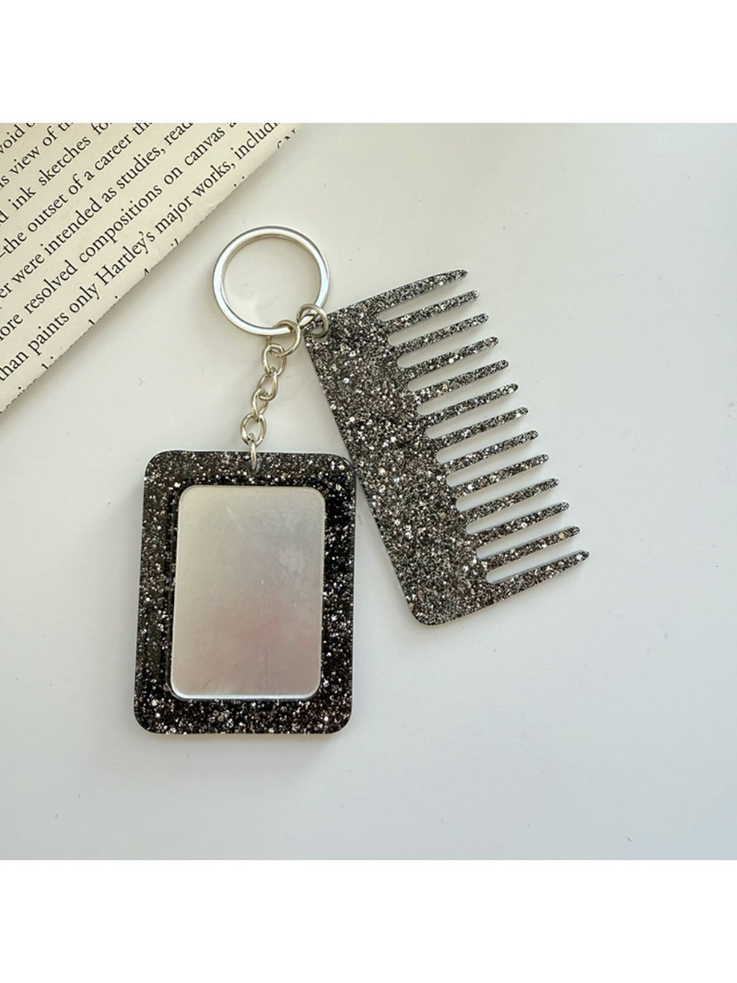 Keypus - Rectangular Glitter Comb Keychain