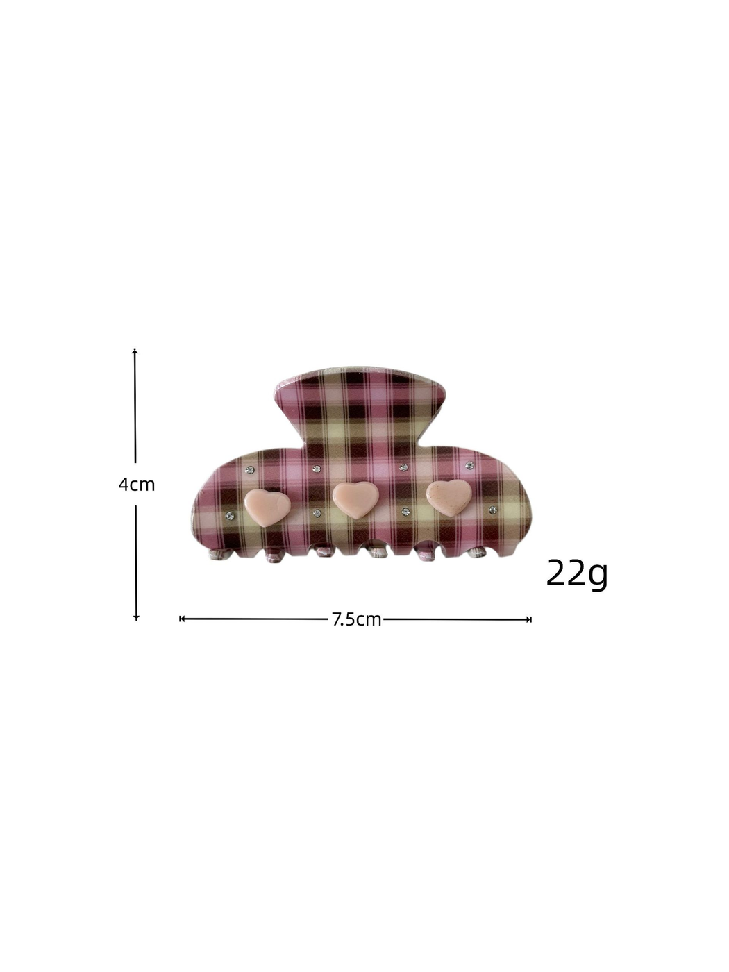 Beau - Heart Plaid Acetate Claw Clip
