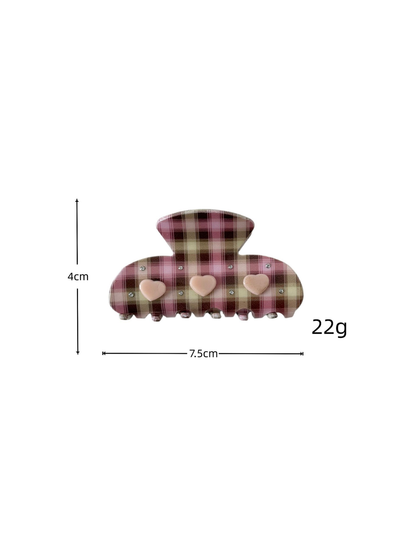 Beau - Heart Plaid Acetate Claw Clip