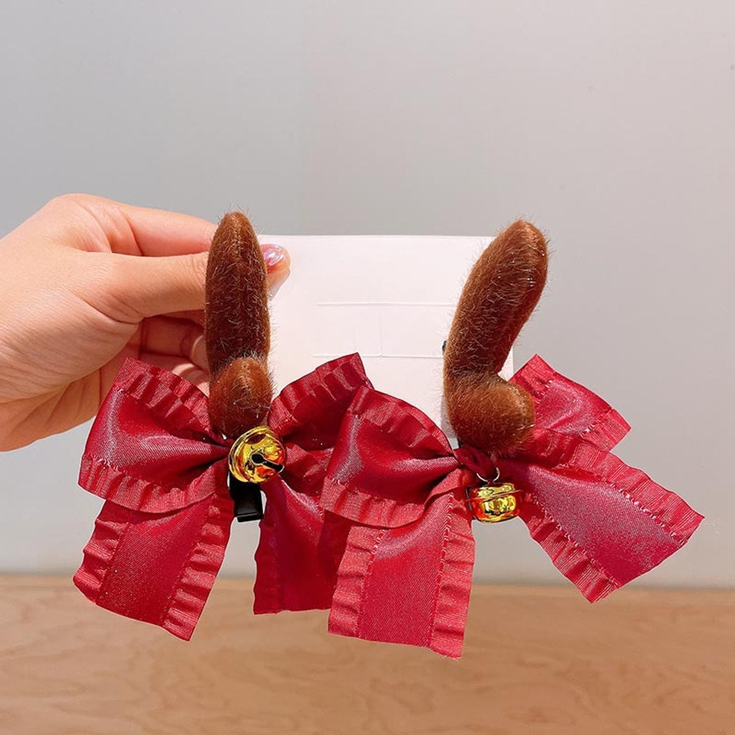 Beau - Christmas Bow Pom Pom Cartoon Hair Accessories
