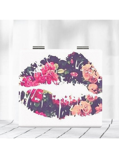 Mirroray - Decorative Floral Print Portable Makeup Mirror