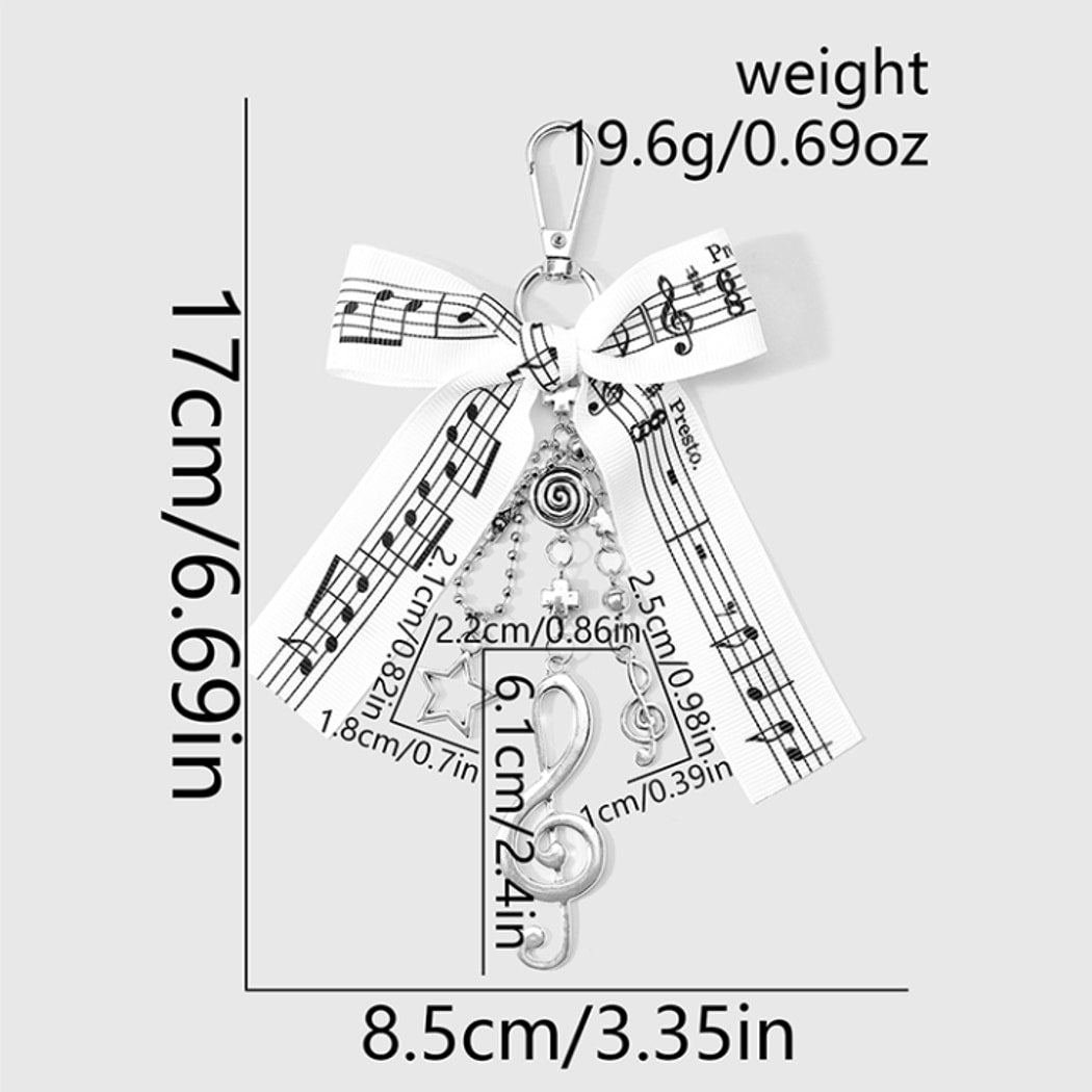 Keypus - Black and White Bow Music Charm Keychain