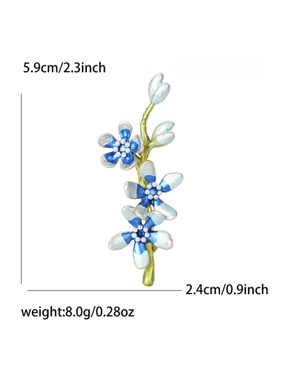 Brovia - Elegant Floral Oil Drop Alloy Brooch