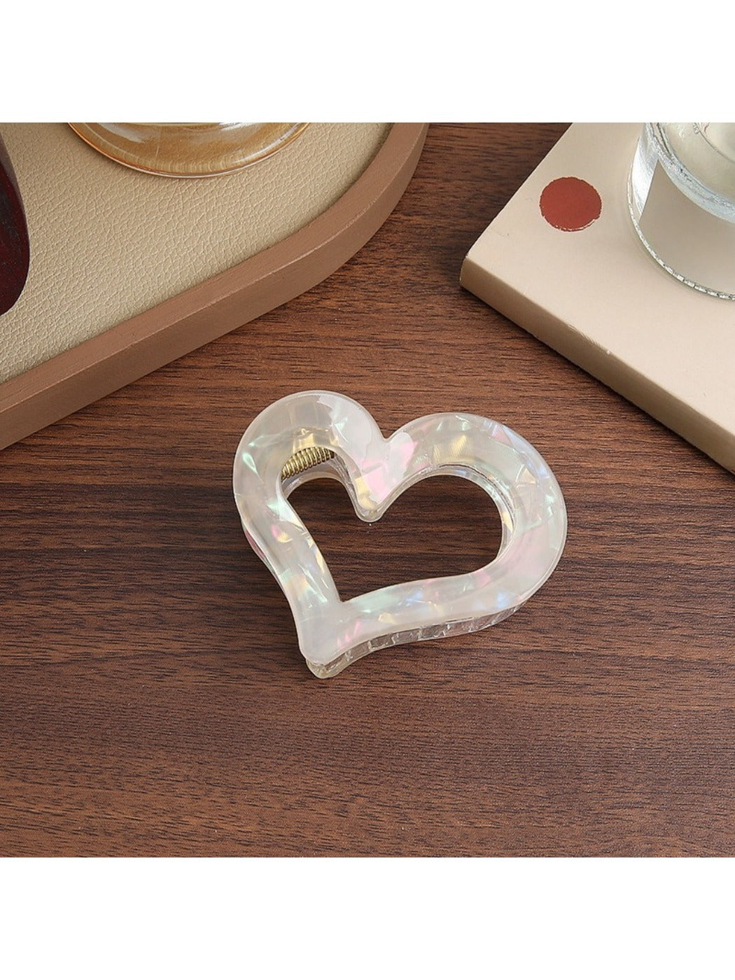 Beau - Iridescent Heart Shaped Claw Clip