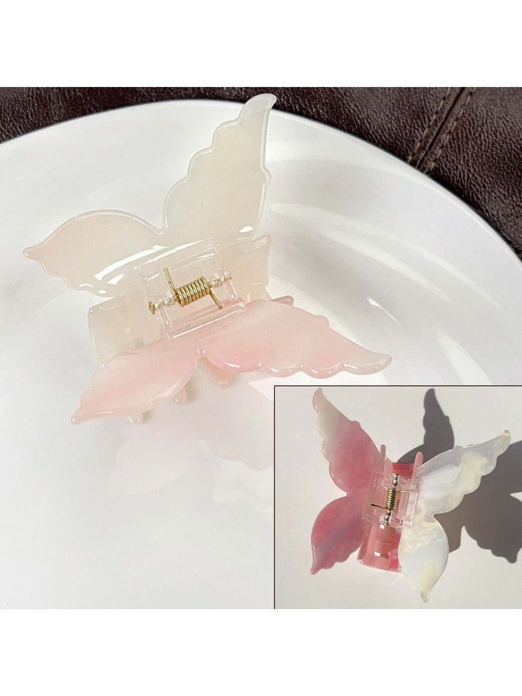 Beau butterfly hair claw clip clipped in long hair