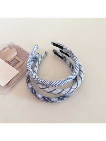 Gifty - Thin Band Blue Plaid Headband