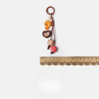 Keypus - Coffee Motif Dice Pendant Bag Charm Keychain