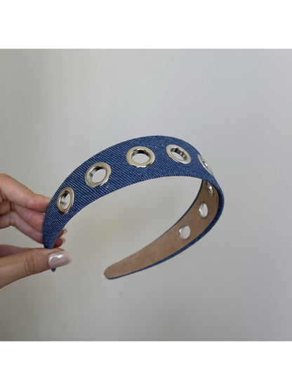 Gifty - Denim Look Round Eyelet Detail Women's Headband