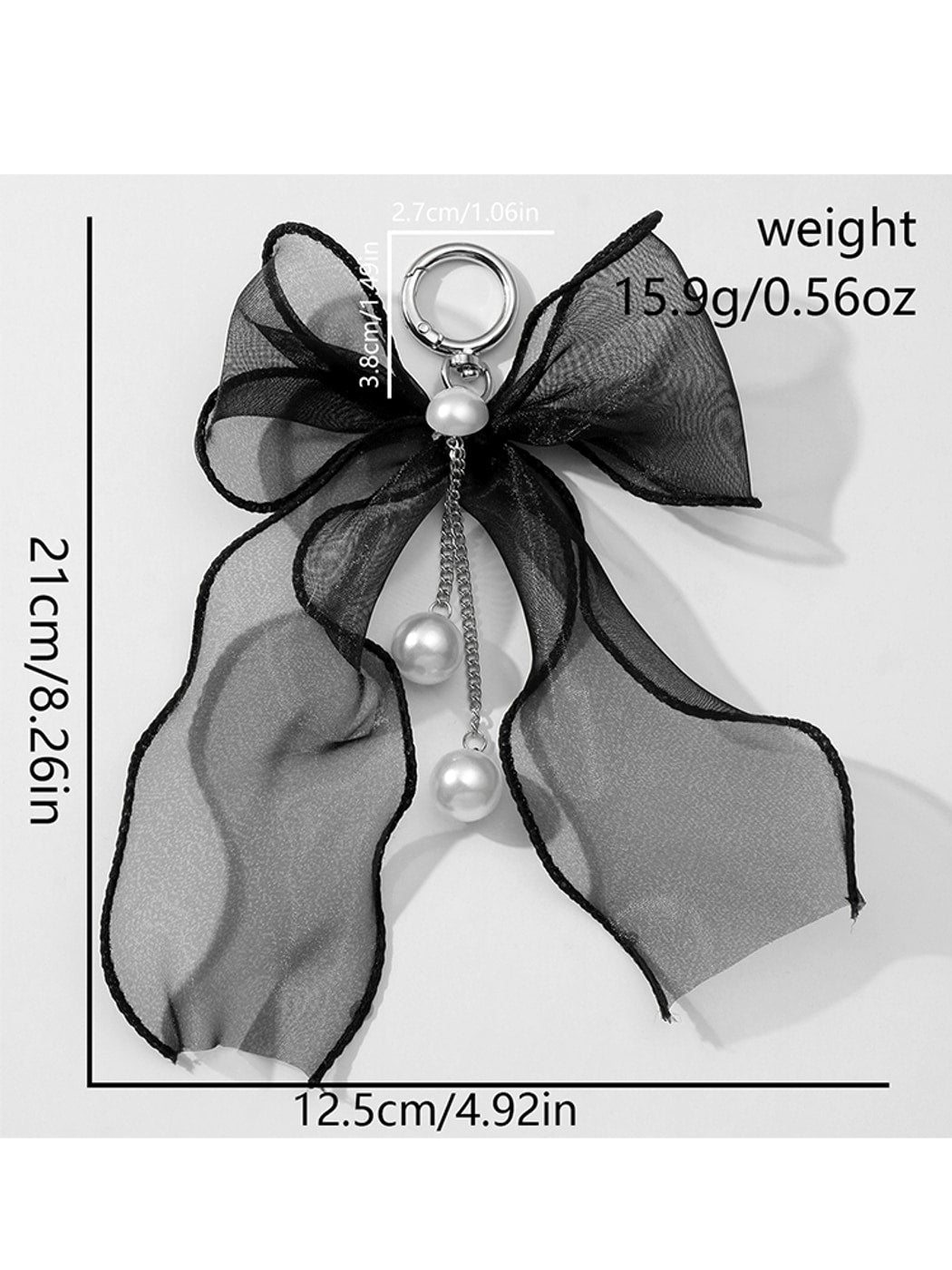 Keypus - Lace Mesh Bow Alloy Key Ring Bag Charm Keychain